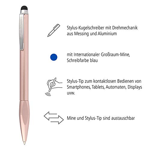 online-alu-stylus-kugelschreiber-touchpen-metall-rosegold-m-mine-blau-nachf-llba image 8