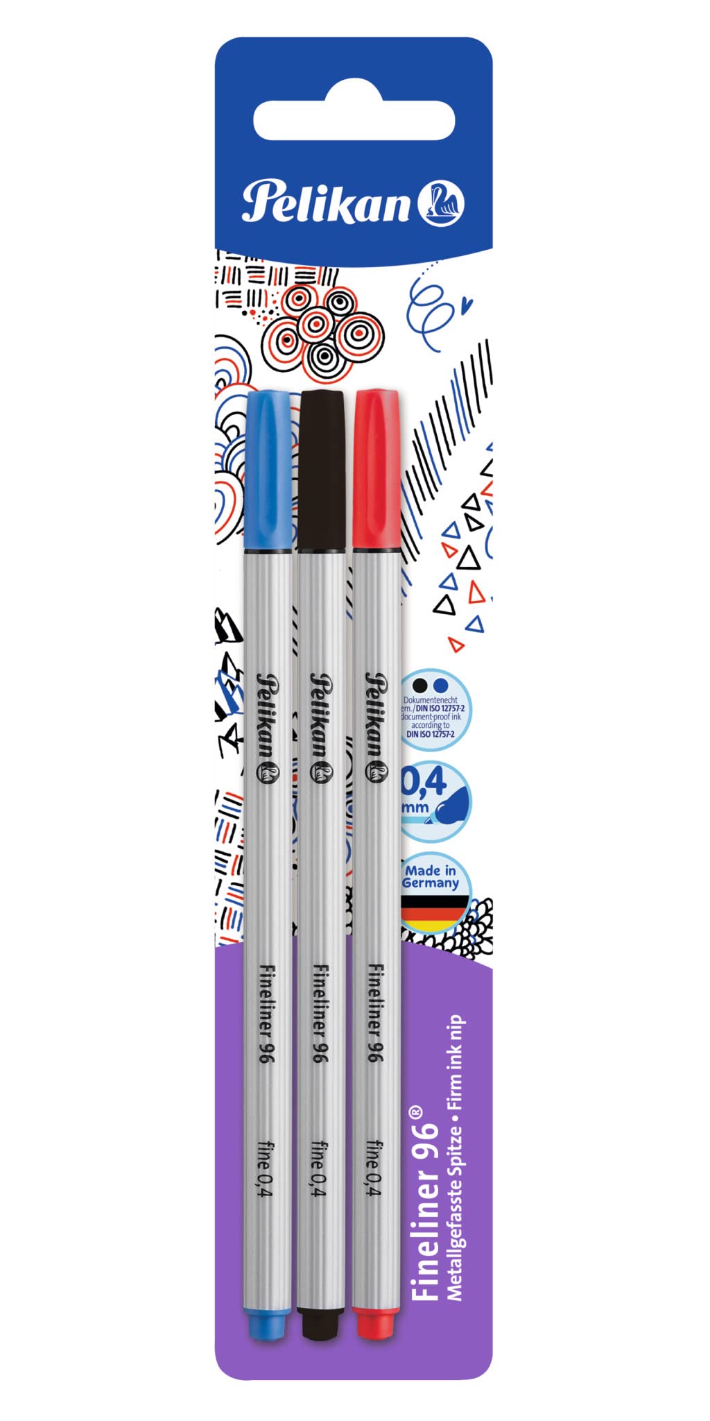 pelikan-fineliner-96-3er-blister-rot-blau-schwarz image 1