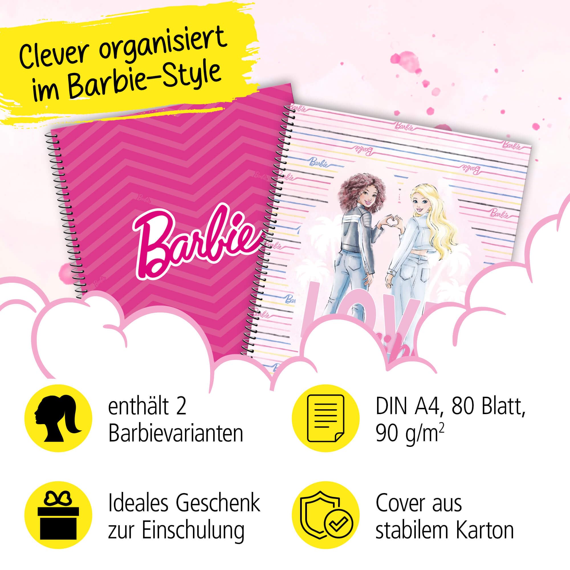 online-collegebl-cke-barbie-a4-kariert-2er-set-160-seiten-hardcover-spiralblock image 2