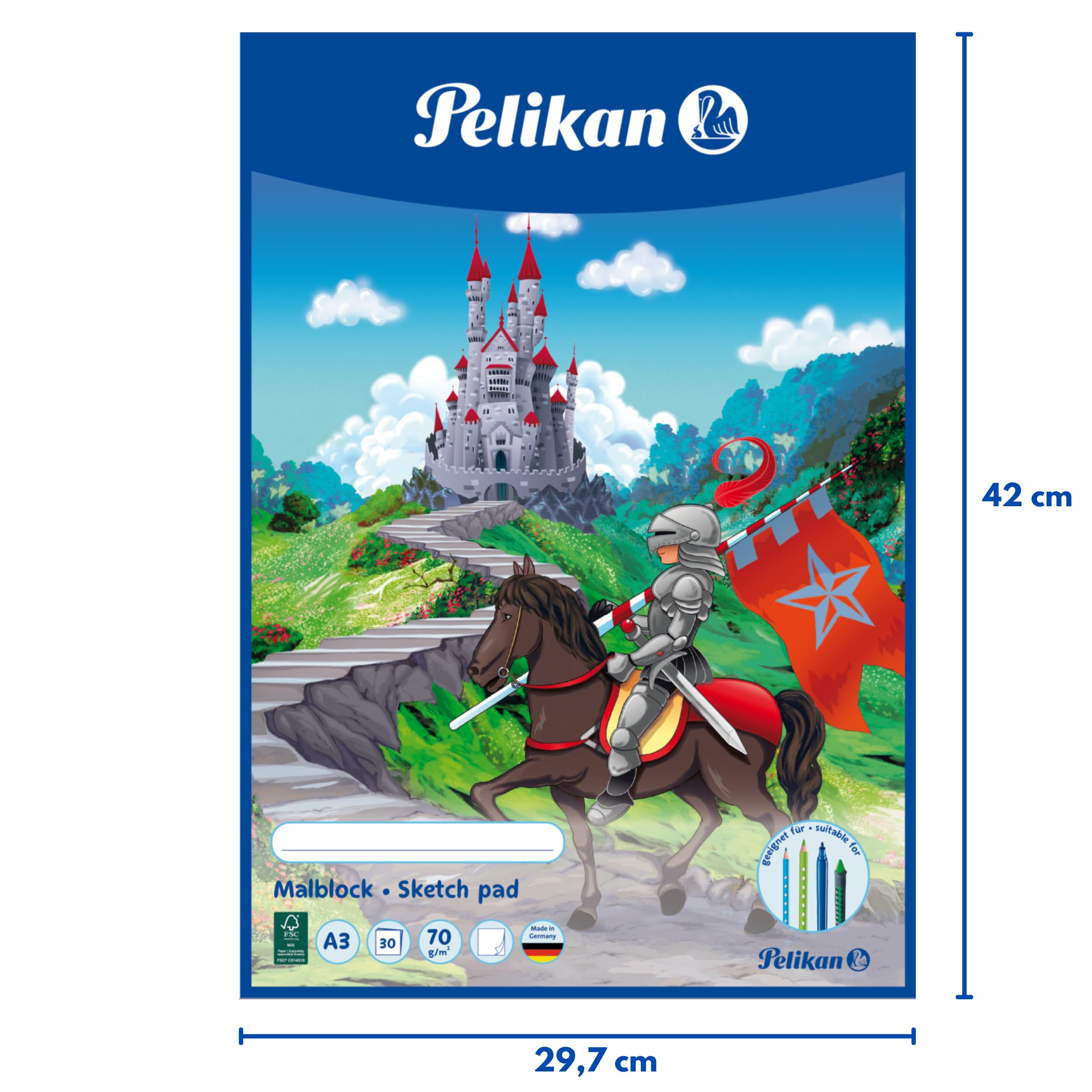 pelikan-malblock-a3-30-blatt-wei-es-zeichenpapier-70-g-qm-motive-sortiert image 2