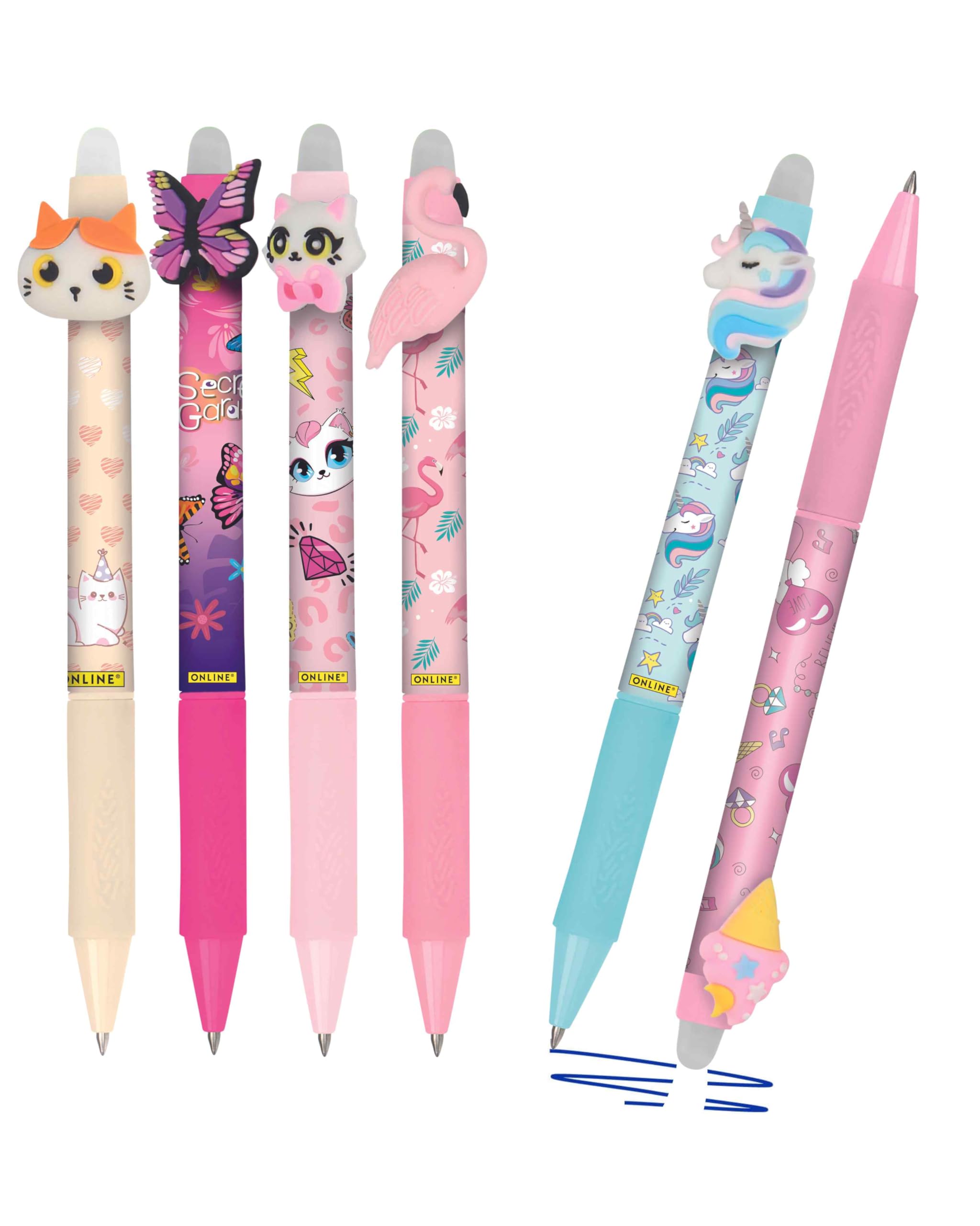 online-magixx-radierstift-fun-girls-6er-pack-gelschreiber-blau-radierbar-0-7-mm image 1