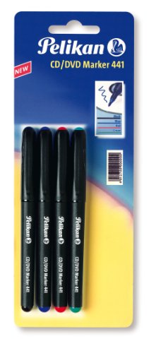 pelikan-cd-dvd-marker-441-4er-set-schwarz-blau-rot-gr-n-0-7-mm-rundspitze-wasser image 3