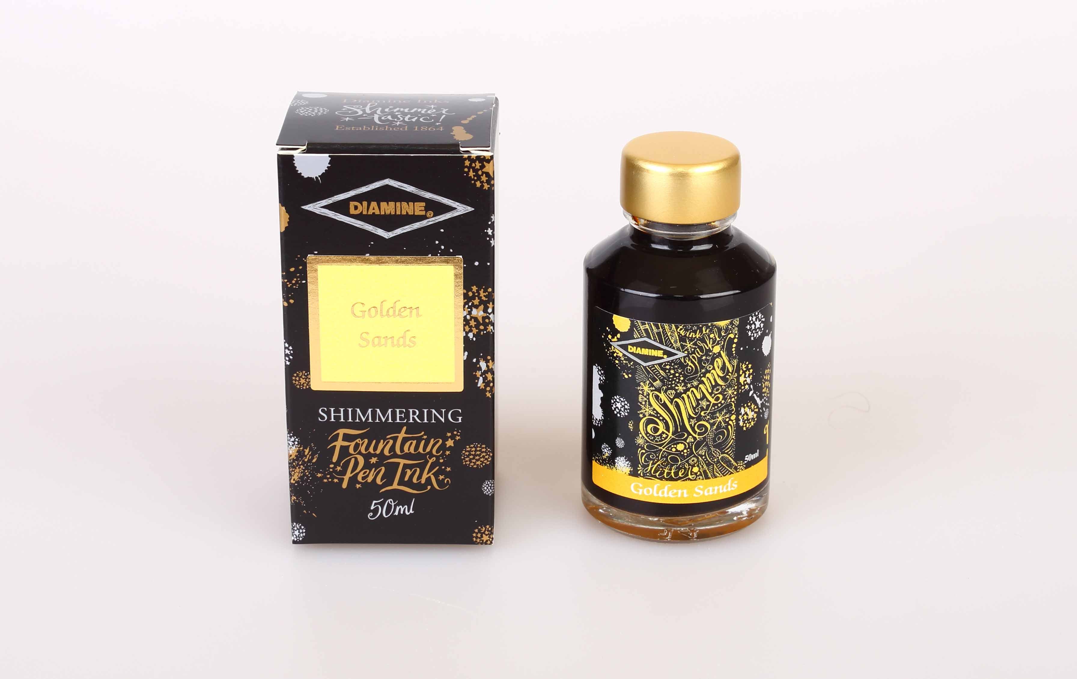 diamine-shimmering-golden-sands-f-llfederhalter-tinte-50-ml-glasflasche-mit-schi image 2