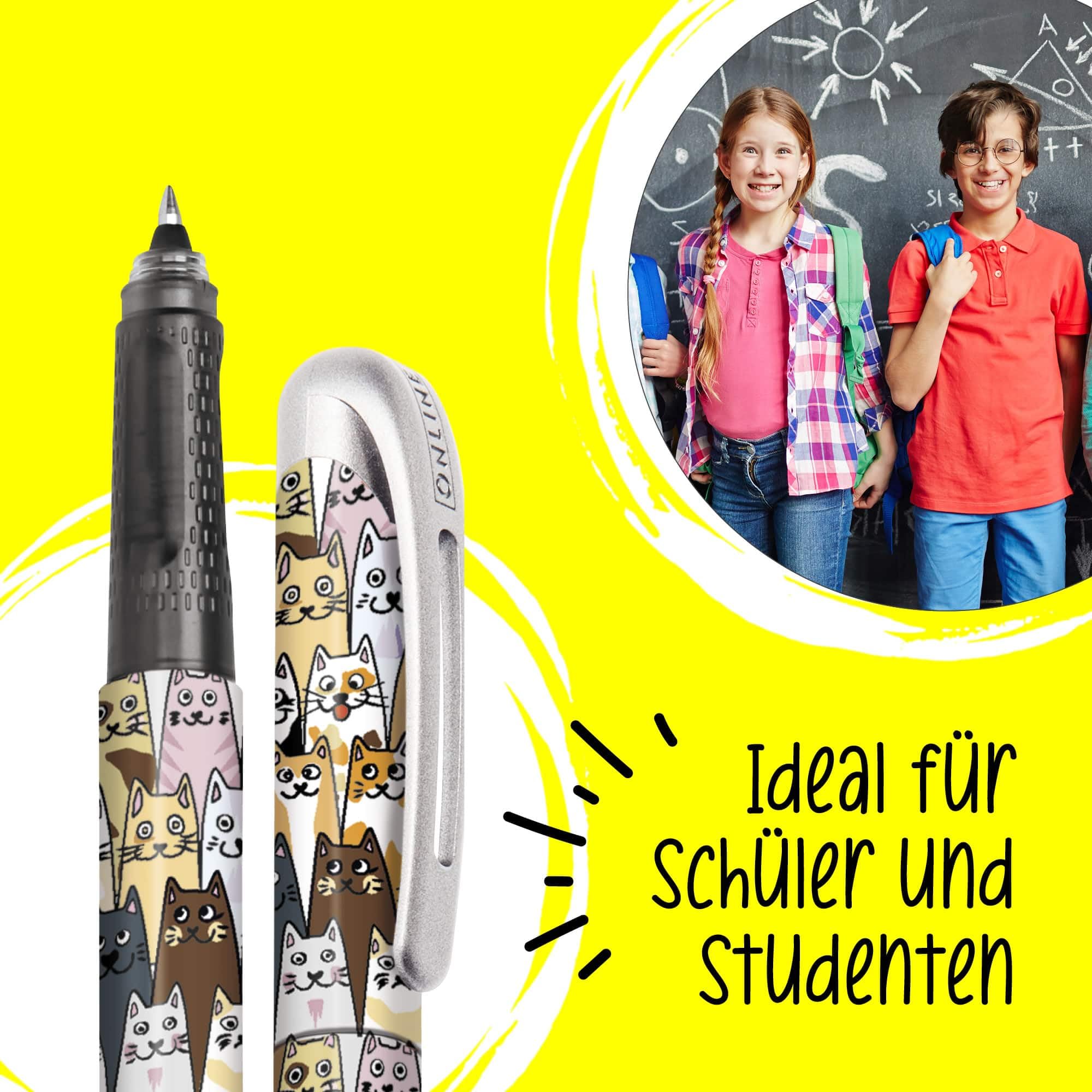 online-college-katzen-tintenroller-mit-patrone-ergonomischer-rollerball-f-r-rech image 4