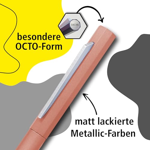 online-kugelschreiber-octopen-metall-kuli-in-rosegold-achteckige-form-mit-blauer image 8