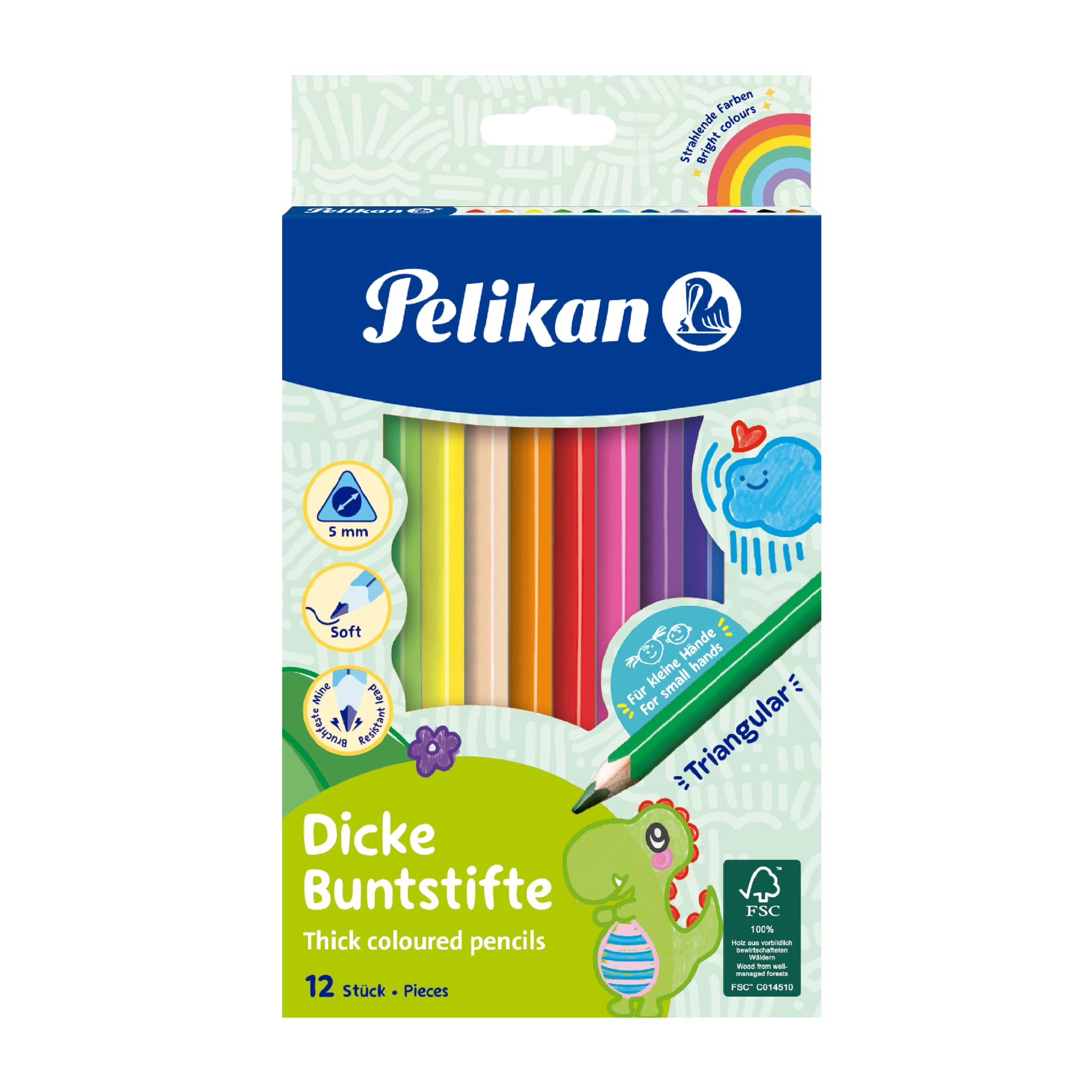 pelikan-dreieckige-dicke-holzbuntstifte-12-farben-1-packung image 1