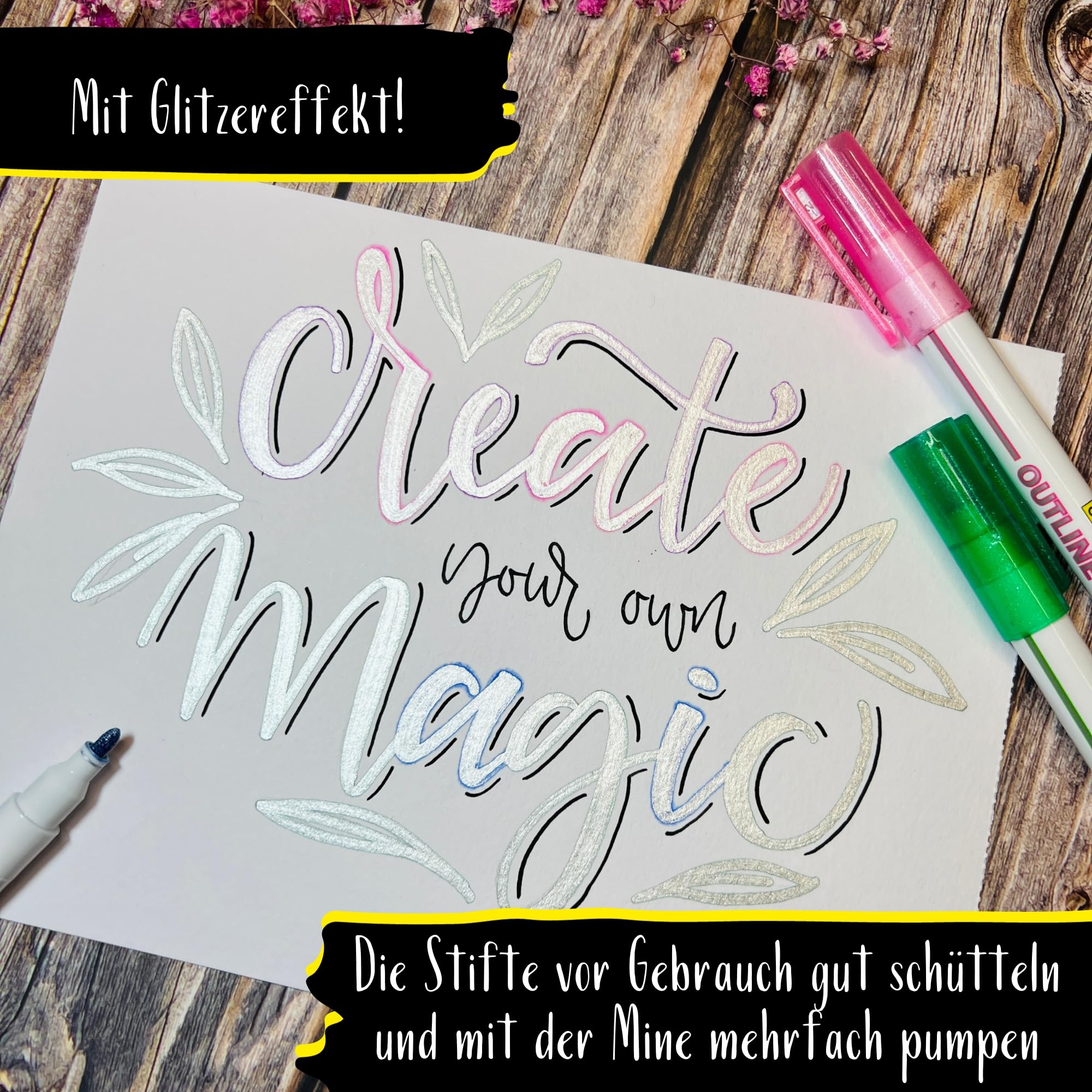 online-outline-pens-glitzerstifte-6-farben-mit-glitzereffekt-fasermaler-mit-silb image 5