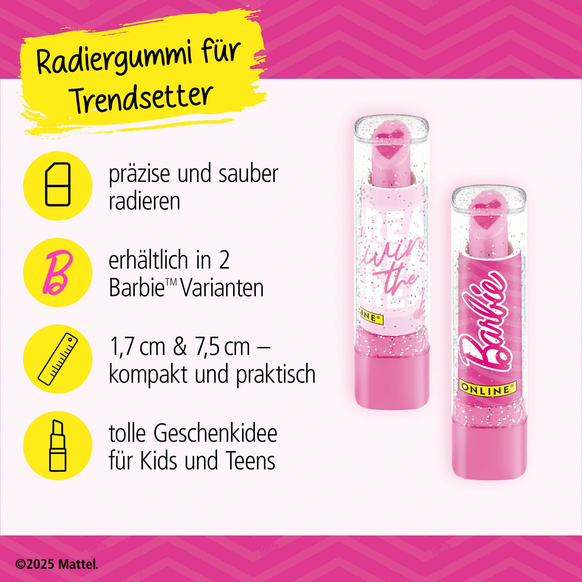 online-barbie-radiergummi-set-in-lippenstift-optik-2-radierer-mit-glitzer-deckel image 2
