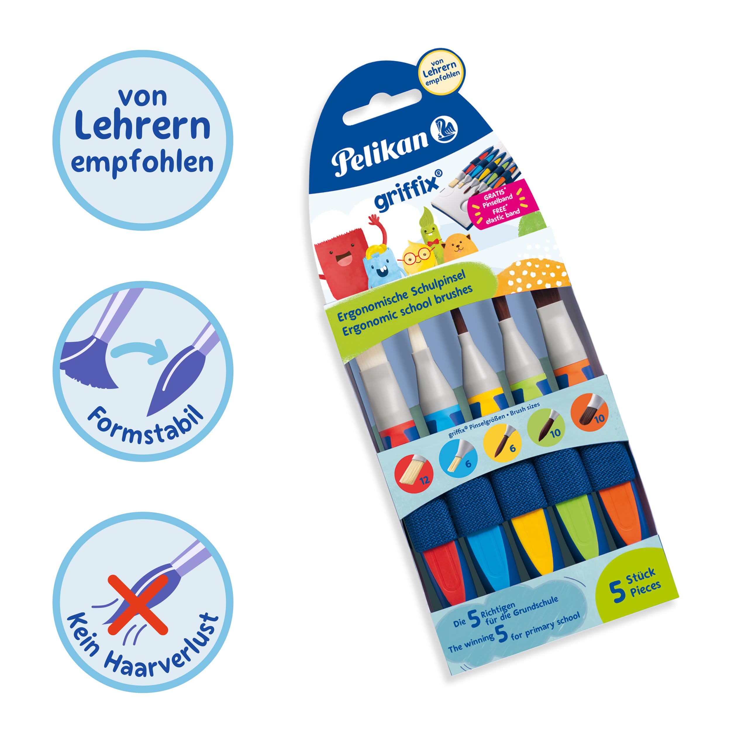 pelikan-griffix-5er-pinsel-set-5-borsten-und-haarpinsel-mit-pinselband image 4